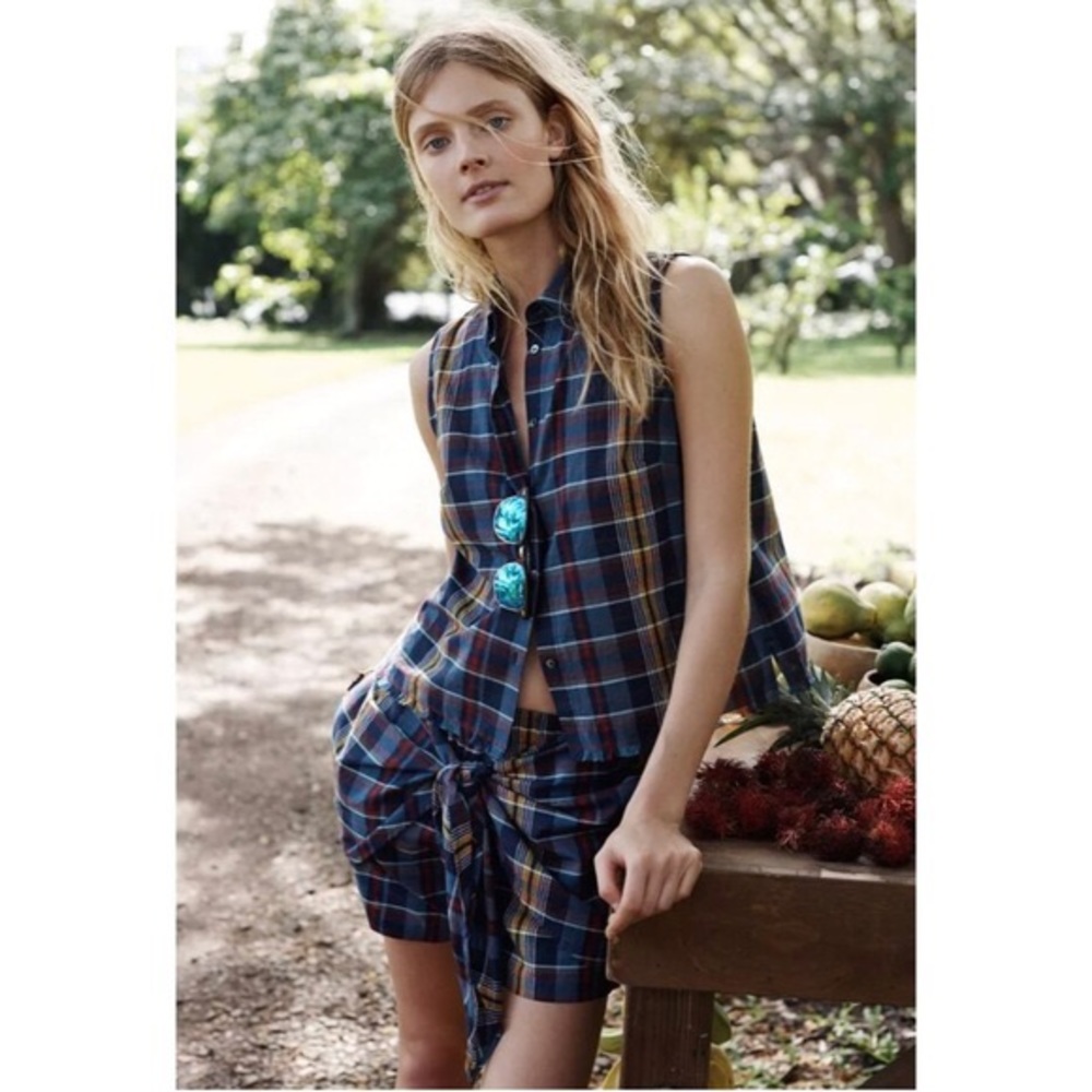 Madewell Madras plaid Madewell Moment top